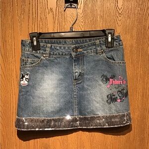 Rebecca Bonbon denim skirt with Sequin Trim